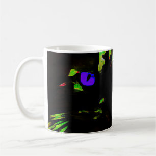 Mug Chat noir néon avec yeux brillants