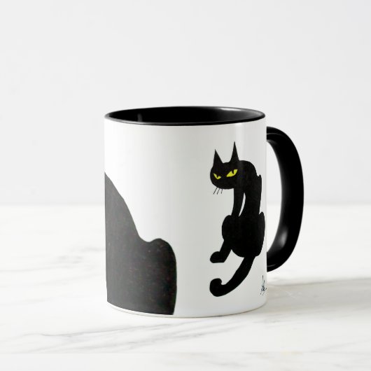 Mug CHAT NOIR NINJA blanc (Devant droit)