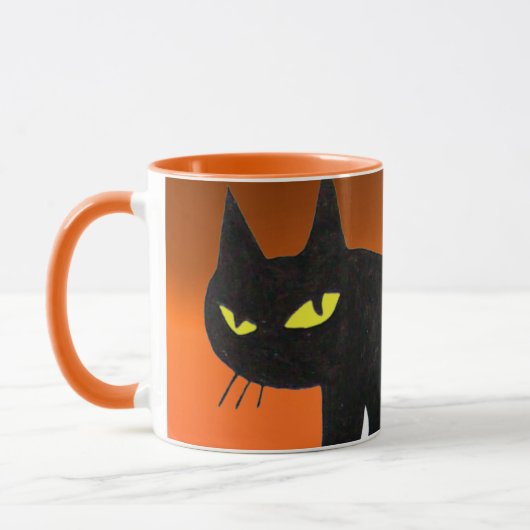 Mug CHAT NOIR NINJA Orange Halloween (Gauche)
