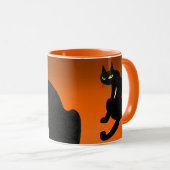 Mug CHAT NOIR NINJA Orange Halloween (Devant droit)