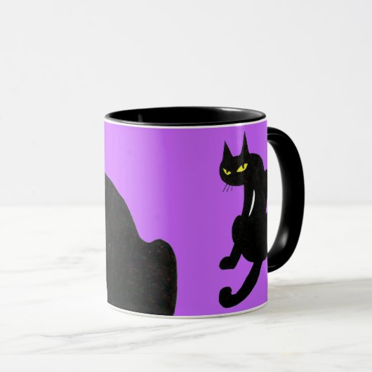 Mug CHAT NOIR NINJA Ultra violet violet violet (Devant droit)