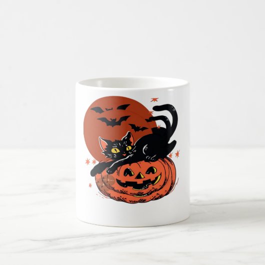 Mug Chat noir, Nostalgique T-shirt classique Halloween (Centre)