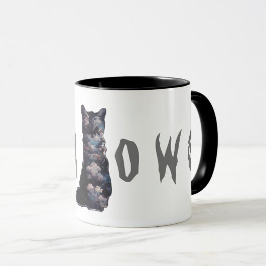 Mug Chat noir nuageux (Devant droit)