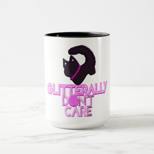 Mug Chat noir pailleté s'en fiche (Centre)