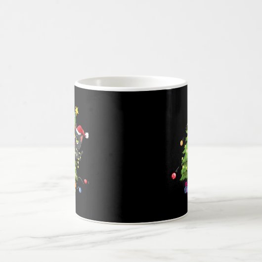 Mug Chat Noir père Noël Tangé Dans Les Lumières Des Ar (Centre)