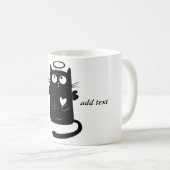 Mug Chat noir personnalisé d'ange mignon (Devant droit)
