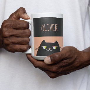 Mug Chat Noir Personnalisé Nom Cadeau