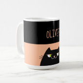 Mug Chat Noir Personnalisé Nom Cadeau (Devant gauche)