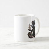 Mug Chat noir philosophe sculpteur avec système solair (Devant droit)