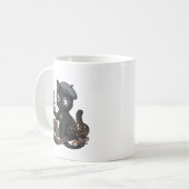 Mug Chat noir philosophe sculpteur avec système solair (Devant gauche)
