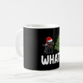 Mug Chat noir qui pousse l'arbre de Noël drôle (Devant gauche)