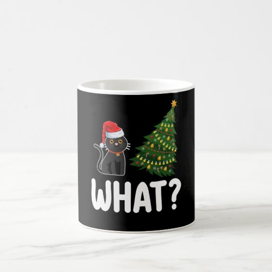 Mug Chat noir qui pousse l'arbre de Noël drôle (Centre)