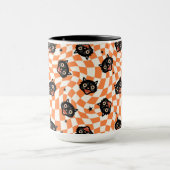 Mug Chat noir rétro Motif chèque orange (Centre)