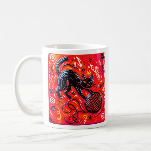 Mug Chat noir rouge (Gauche)