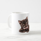 Mug Chat noir ruban rose (Devant gauche)