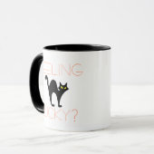 Mug Chat noir sentant Halloween | drôle chanceux (Devant gauche)