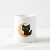 Mug Chat noir souriant aux yeux verts brillants assis (Centre)