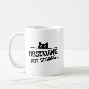 Mug Chat Noir Sournois et Drôle qui Observe sans Fixer