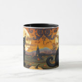 Mug Chat noir sous une lune de récolte et Citrouilles (Centre)