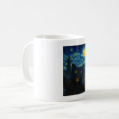 Mug Chat noir Starry Nuit Van Gogh Chat Selfie (Devant gauche)