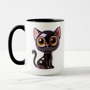 Mug Chat noir stylisé assis
