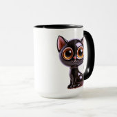 Mug Chat noir stylisé assis (Devant droit)