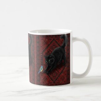 Mug Chat noir sur tapis marocain