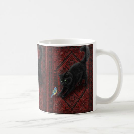 Mug Chat noir sur tapis marocain (Droite)