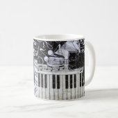 Mug Chat noir sur un clavier (Devant droit)