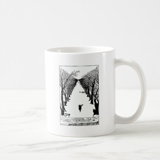 Mug Chat noir sur une illustration isolée de traînée (Droite)