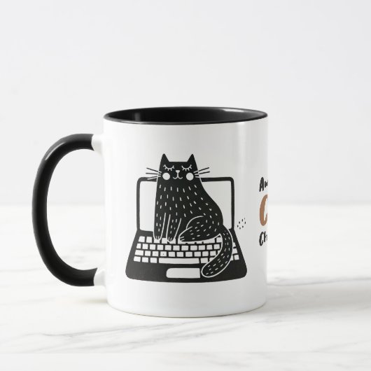 Mug Chat noir Whimsical assis sur un ordinateur portab (Gauche)