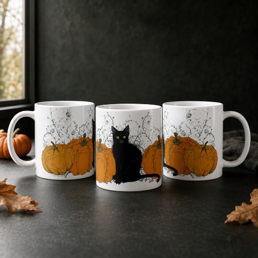 Mug Chat noir Whimsical et Halloween Citrouille