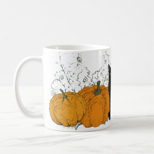 Mug Chat noir Whimsical et Halloween Citrouille (Gauche)