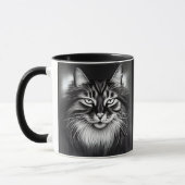 Mug Chat norvégien en noir et blanc (Gauche)