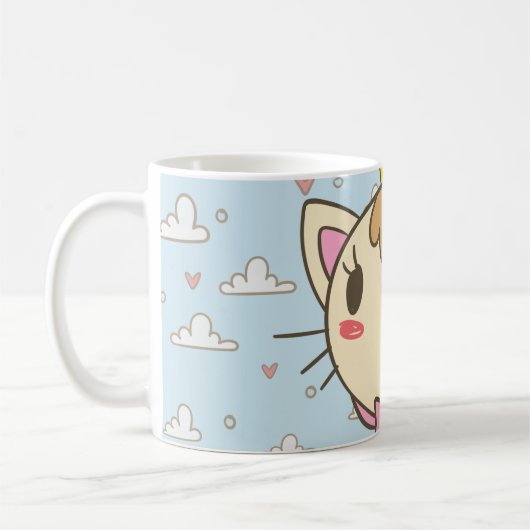 Mug Chat nuage de coeur texture chaton (Gauche)