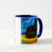 Mug Chat Nuit Étoilée de Style Van Gogh (Devant droit)