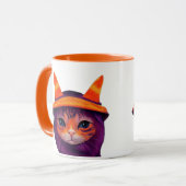 Mug Chat orange avec Casquette sorcier Halloween (Devant gauche)