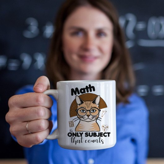 Mug Chat orange avec professeur de mathématiques