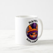 Mug Chat orange avec sorcière violette Casquette Hallo (Devant droit)