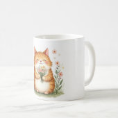 Mug Chat orange avec un bouquet de fleurs (Devant droit)