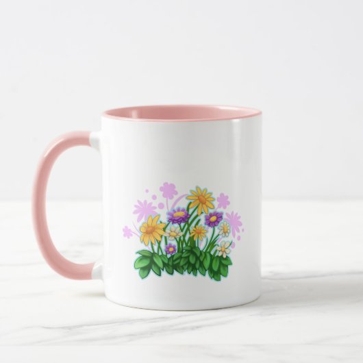 Mug Chat orange dans le patch de fleurs (Gauche)
