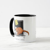 Mug Chat Orange Drôle Ordinateur Portable Vert Travail (Devant gauche)