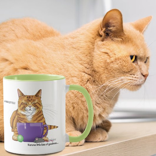 Mug Chat orange gingembre endormi Café Vert Violet