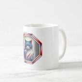 Mug Chat patriote rouge blanc & bleu dans un cadre (Devant droit)