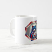 Mug Chat patriote rouge blanc & bleu dans un cadre (Devant gauche)