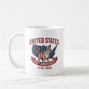 Mug Chat patriotique 250e anniversaire des États-Unis 