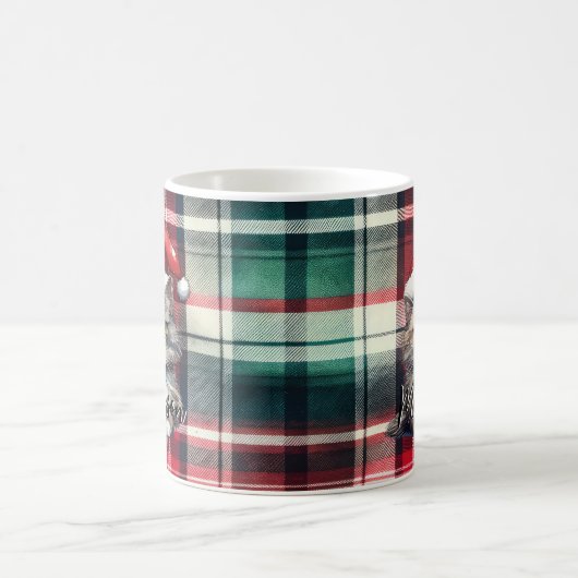 Mug Chat Père Noël Plaid De Noël Avec Nom (Centre)