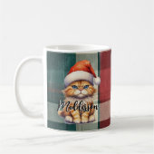 Mug Chat Père Noël Plaid De Noël Avec Nom (Gauche)