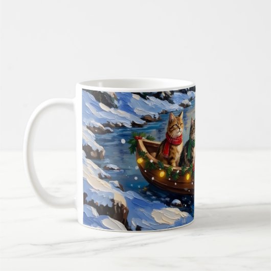 Mug Chat Persan Noël Bateau Fêtes (Gauche)