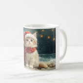 Mug Chat Persan Noël Vintage Plage (Devant droit)